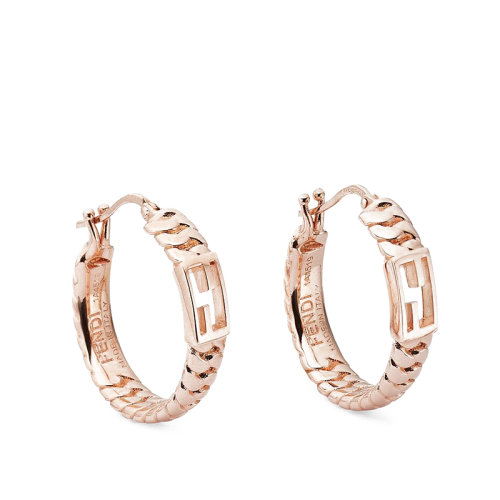 FENDI/芬迪  BAGUETTE系列 女士玫瑰金飾有網狀鏈和Baguette FF圖案耳環(huán)8AG992B08F0CJ4