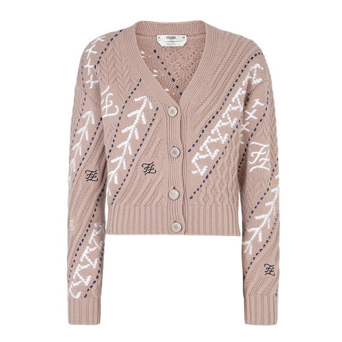 FENDI/芬迪 女士米色系扣羊毛羊絨針織衫/毛衣 FZC611AAERF19EK
