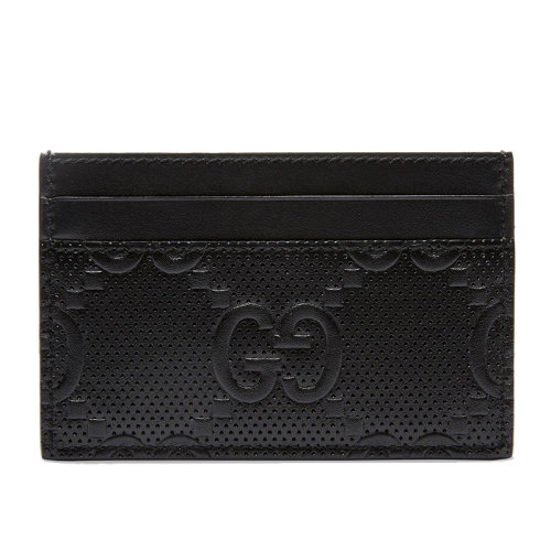GUCCI/古馳 男士黑色雙G壓花皮革卡片夾名片夾6255641W3AN1000