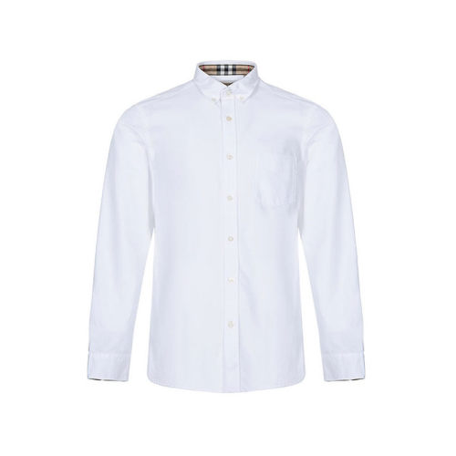 BURBERRY/博柏利 巴寶莉 男裝 男士時尚白色棉質(zhì)胸袋長袖襯衫 80087081