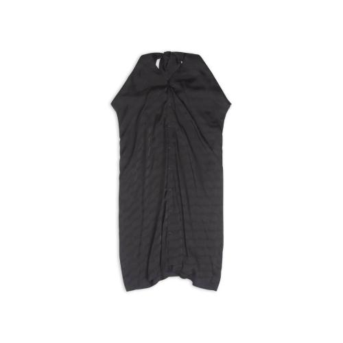  BALENCIAGA巴黎世家 22年秋冬 女士 連衣裙 bb monogram knotted rawcut dress 703834TMO68100