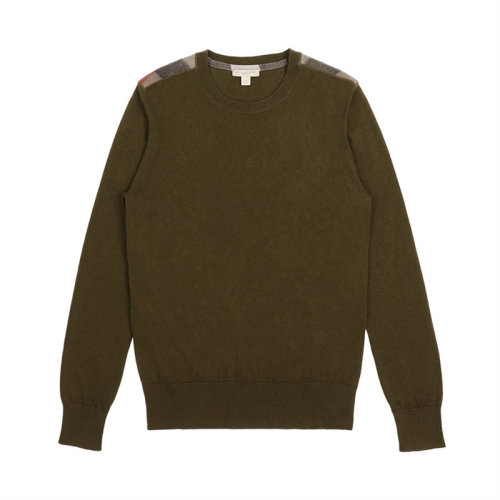 BURBERRY/博柏利 男士軍綠色山羊絨混紡棉質圓領套頭毛衣 3943648