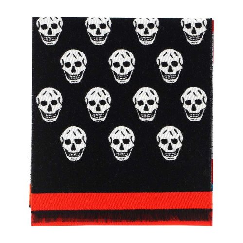 Alexander McQueen/亞歷山大麥昆  女士 黑色 骷髏頭圖案圍巾/披肩 6456973D19Q1078 HQY012467