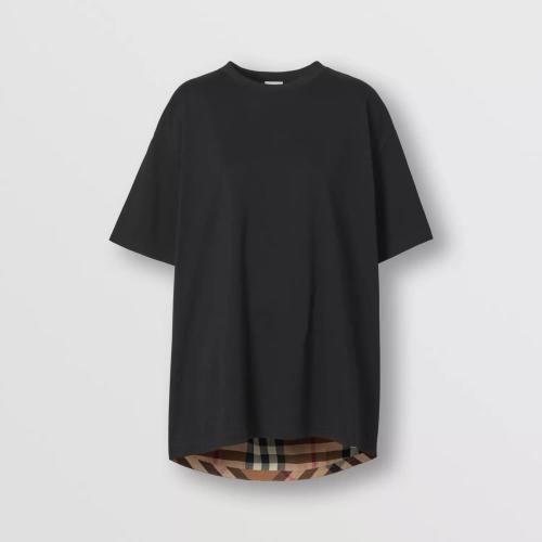  BURBERRY 22年秋冬 女士 格紋裁片棉質(zhì)寬松 T 恤衫 80449621 預(yù)定商品1-3周發(fā)貨