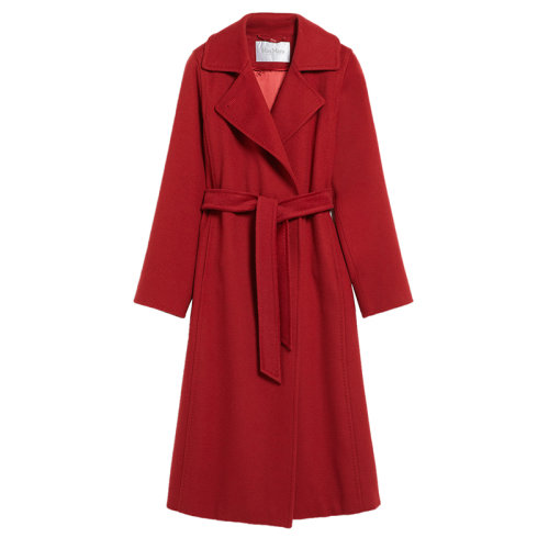 MaxMara/麥絲瑪拉 22年秋冬新款 MANUELA系列 女士紅色駱駝毛浴袍大衣1016072906019