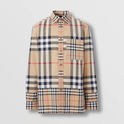  BURBERRY 22年秋冬 男士 對(duì)比格紋棉質(zhì)襯衫 80608001