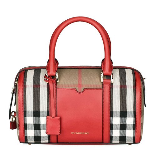 BURBERRY/博柏利 保齡球包系列女士拼接撞色中號手提包水桶包女包 3903912