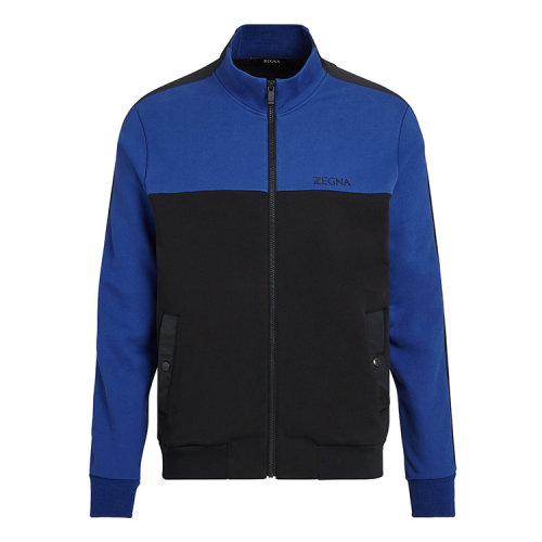 Z Zegna杰尼亞 混色 全拉鏈 男士藍黑色長袖夾克 VU458-ZZ894B-743