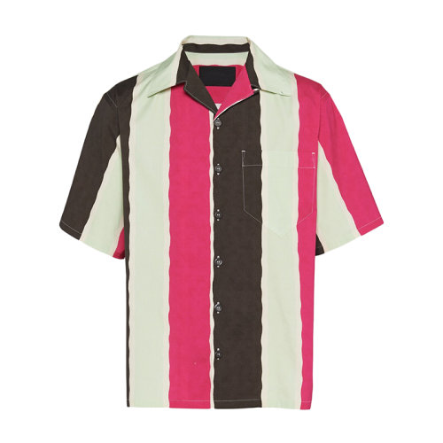 PRADA/普拉達 22年早春新款 男士烏木色橫條紋印花彈力棉襯衫UCS339_10P4_F0192_S_211