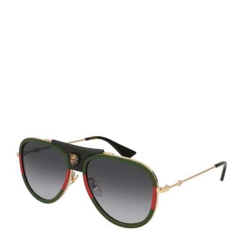 GUCCI/古馳 女士時(shí)尚黑色鏡片飛行員太陽鏡墨鏡眼鏡GG0062S-015