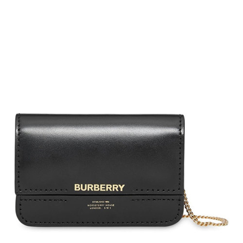 BURBERRY/博柏利 巴寶莉 女士 黑色皮質(zhì)小型皮具卡片夾單肩包 80114781