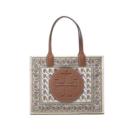 Tory Burch/湯麗柏琦 【22秋冬新款】  女士ELLA系列織物雙T LOGO手提單肩包托特包雛菊印花 140094