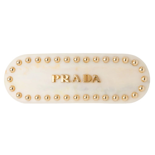 PRADA/普拉達(dá) 新款 女士象牙色金屬徽標(biāo)發(fā)夾1IF042_2CD0_F0304