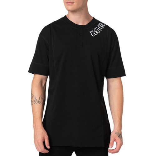  VERSACE JEANS COUTURE 男士黑色棉質短袖T恤 B3GVB7DE 30377 899 PLFSX