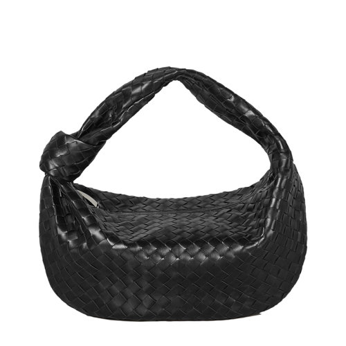 Bottega Veneta/葆蝶家 經(jīng)典JODIE系列 女士黑色小羊皮Intrecciato編織單肩手提包600261VCPP01229