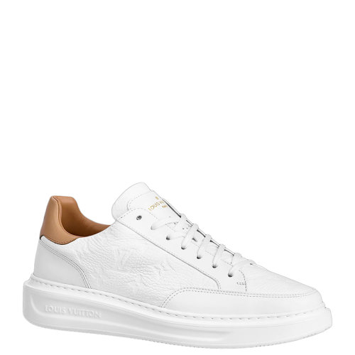 Louis Vuitton/路易威登 22年早春新款 BEVERLY HILLS系列 男士白色壓紋粒面小牛皮老花壓紋運(yùn)動(dòng)鞋1A8V3F