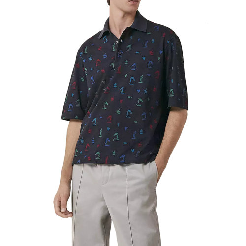HERMES/愛馬仕 22年秋冬新款 男士碳灰色純棉Playground印花短袖Polo衫H257870HA06LA
