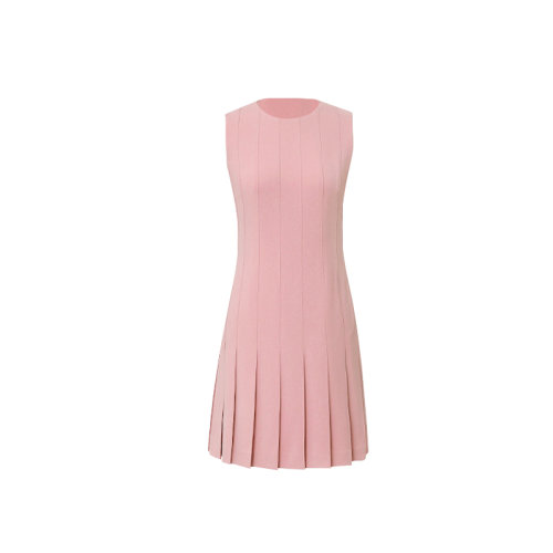 GeleiStory/GeleiStory 夏季新款 清新優(yōu)雅三醋酸連衣裙女夏季收腰顯瘦氣質(zhì)休閑無袖百褶裙 女士連衣裙