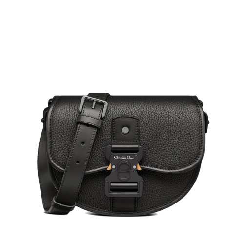 DIOR/迪奧 22春夏新款GALLOP系列 男士黑色粒面牛皮革翻蓋開合單肩斜挎手提信使包1ADPO033LAC_H00N
