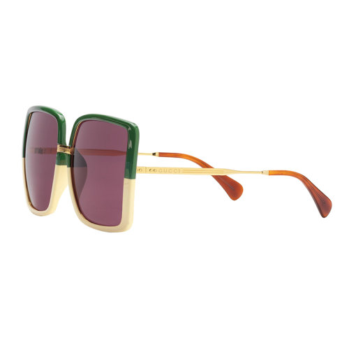GUCCI/古馳 22年秋冬新款 Lovelight系列 女士純酒紅色鏡片綠色/象牙白色注塑鏡框低鼻梁架貼合設(shè)計太陽鏡墨鏡648659J16923761