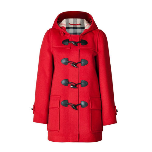 BURBERRY/博柏利女裝 服裝 羊毛經(jīng)典牛角扣毛呢連帽中長(zhǎng)款 女士大衣外套