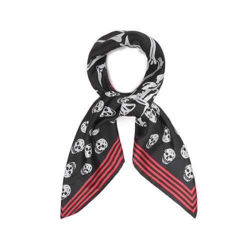 Alexander McQueen/亞歷山大麥昆 男士桑蠶絲方巾絲巾圍巾多色骷髏圖案 682986 4001Q