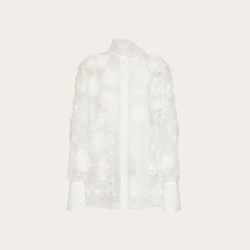  VALENTINO華倫天奴 22年秋冬 女士 長袖襯衫 CHEMISIER BRODé EN ORGANZA XB0AB3F01C8A03