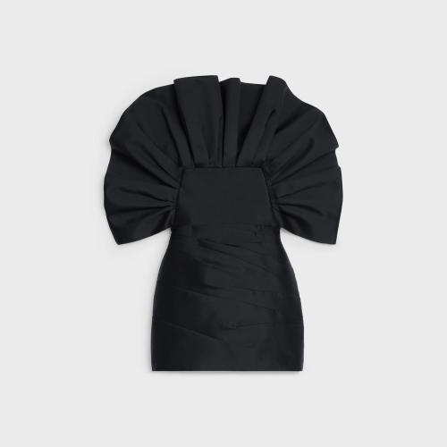  CELINE賽琳思琳 22年秋冬 女士 連衣裙 桑蠶絲荷葉邊緊身胸衣連衣裙 2R45G742Q.38NO