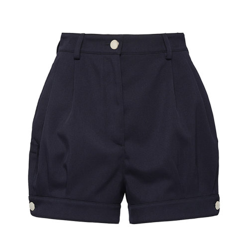 PRADA/普拉達(dá) 藏藍(lán)色 女士撞色分明褲線飾高腰燈籠短褲 P296CG_1VXC_F022X_S_201