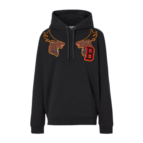 BURBERRY 博柏利 男士 服裝  黑色連帽抽繩棉質(zhì)長袖衛(wèi)衣 男衛(wèi)衣