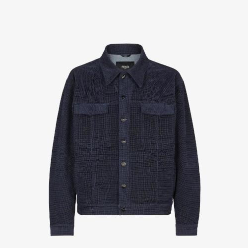  FENDI芬迪 22年春夏 男士 夾克 藍(lán)色牛仔夾克 FW0428AGZUF0QG0
