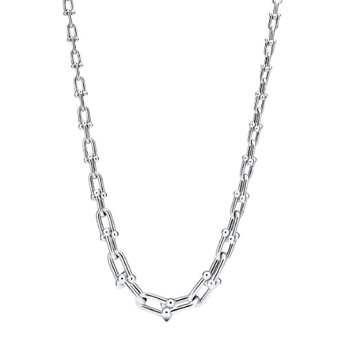 Tiffany & Co./蒂芙尼 Tiffany HardWear系列 18英寸長(zhǎng) Graduated純銀鏈環(huán)項(xiàng)鏈GRP09762