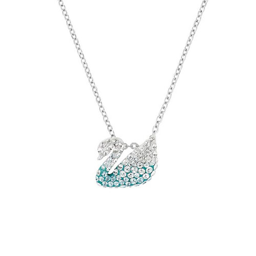 Swarovski/施華洛世奇 經(jīng)典天鵝系列藍(lán)色漸變色仿水晶石小號Iconic Swan鎖骨鏈吊墜項(xiàng)鏈 5512094