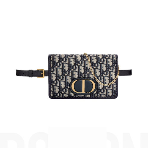 DIOR/迪奧 30 Montaigne 蒙田 刺繡老花滿印皮帶/金屬鏈條二合一 手拿包腰包 女款單肩斜挎包 S2086UTZQ_M928
