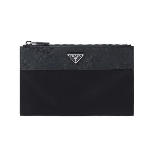 PRADA/普拉達(dá)  男士Re-Nylon再生尼龍/皮革手拿包 2MB032 2DMH