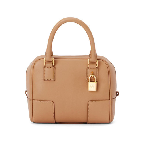 LOEWE/羅意威 22年新款A(yù)mazona16系列 女士暖沙色粒面納帕小牛皮方形金屬掛鎖肩背斜挎手提包A039N21X01-2586