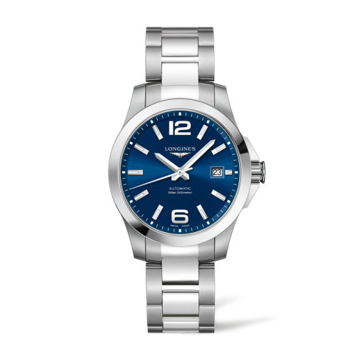 LONGINES/浪琴 康卡斯系列 自動(dòng)機(jī)械表鋼鏈藍(lán)色表盤男表39毫米L3.776.4.99.6