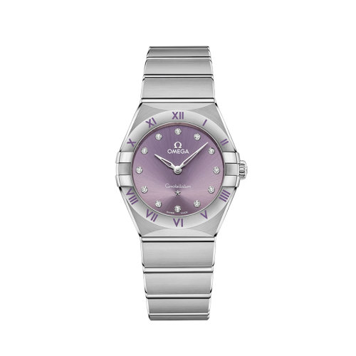 OMEGA/歐米茄 22年春夏新款 星座系列 女士紫羅蘭色表盤石英機芯精鋼表殼表帶腕表28毫米131.10.28.60.60.002