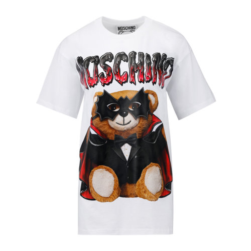 MOSCHINO 莫斯奇諾 女士 服裝  圓領泰迪熊字母LOGO印花T恤 女士短袖T恤