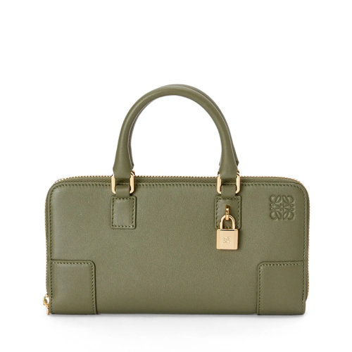 LOEWE/羅意威 22新款Amazona系列 女士鱷梨綠色納帕小牛皮金屬掛鎖裝飾單肩斜挎手提包C039U10X01-3949