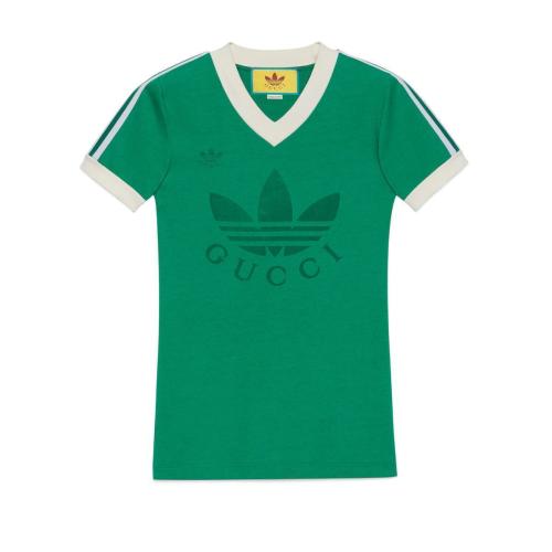  GUCCI古馳 22年秋冬 女士 adidas x Gucci聯(lián)名系列V領(lǐng)T恤 693636 XJEBZ 3816