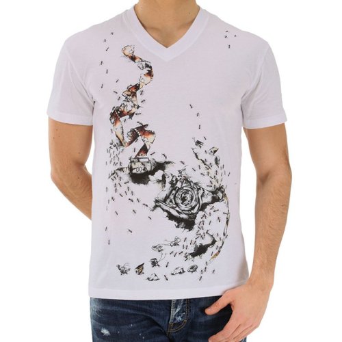 Alexander McQueen 亞歷山大·麥昆  男裝 服飾  白色印花棉男士短袖T恤