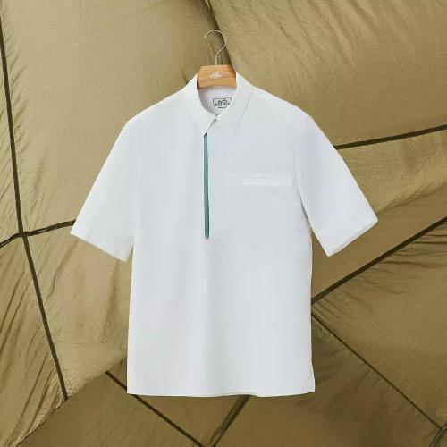  HERMES愛馬仕 22年秋冬 男士 短袖襯衫 Chemise corps polo col contraste H256400H19038