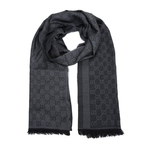 GUCCI/古馳  SERRA-GUCCI男女通用中性款灰色/深灰色圍巾 282390 3G704 1578