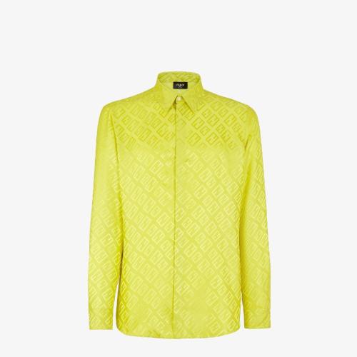  FENDI芬迪 22年秋冬 男士 長袖襯衫 嫩芽綠桑蠶絲襯衫 FS058_M8VF1J77