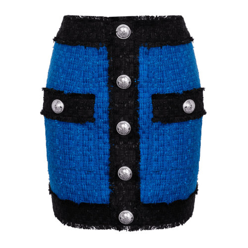 Balmain/巴爾曼 藍(lán)色 軟呢女士半身裙  春夏