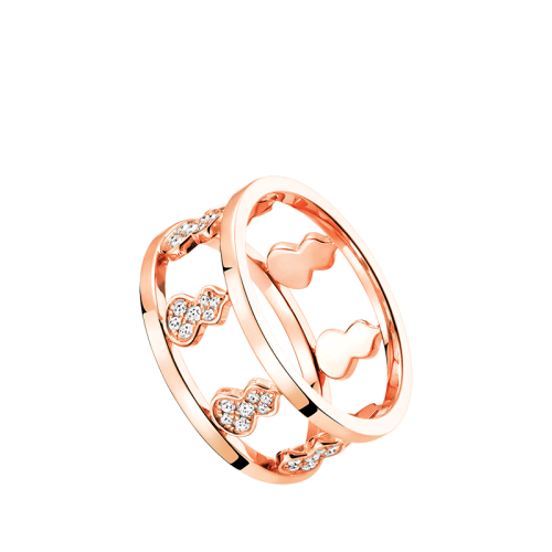 QEELIN/麒麟珠寶 22春夏新款Wulu系列 18K金半鉆葫蘆小八福戒指WU-050-SP8RI49-RGD