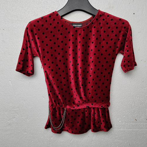 Emporio Armani/安普里奧阿瑪尼  女士深紅色黑色斑點短袖 P2M08J P29AJ