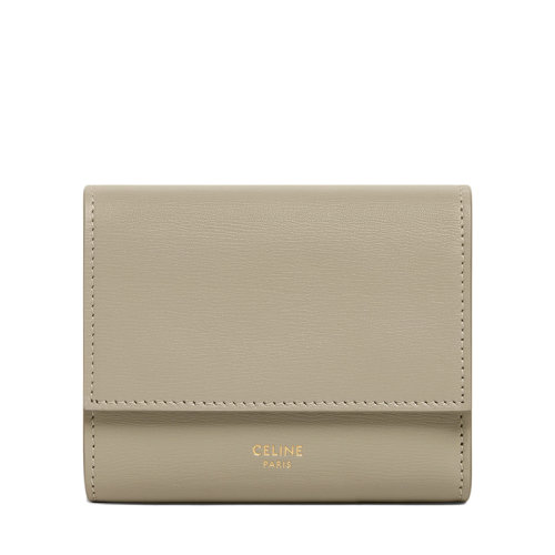 CELINE/賽琳   女士小號(hào)灰綠色光滑小牛皮短款小巧錢包10B573CQP.31GC