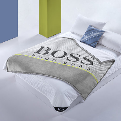HUGO BOSS 經(jīng)典格仿紋羊羔絨毯絨面柔軟140*180cm